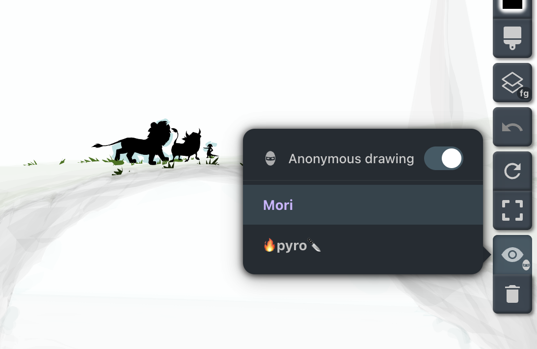 Drawing Participants Eyetool menu