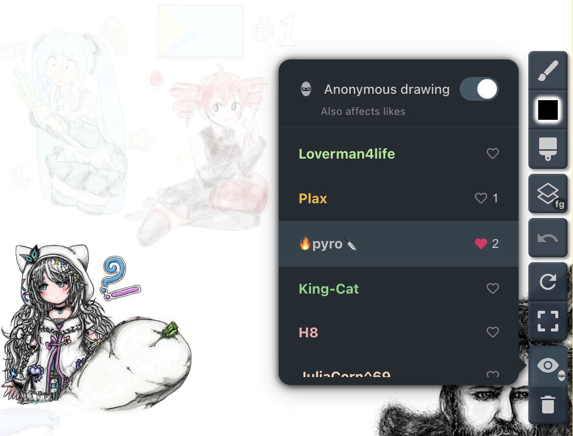 Drawing Participants Eyetool menu