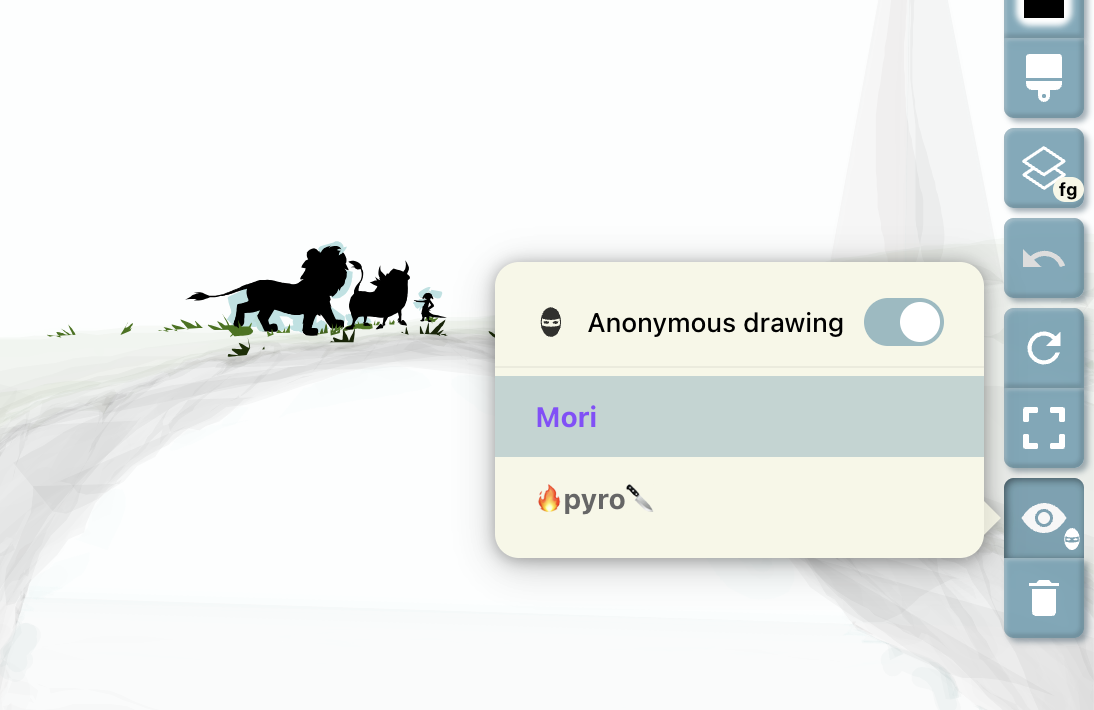 Drawing Participants Eyetool menu