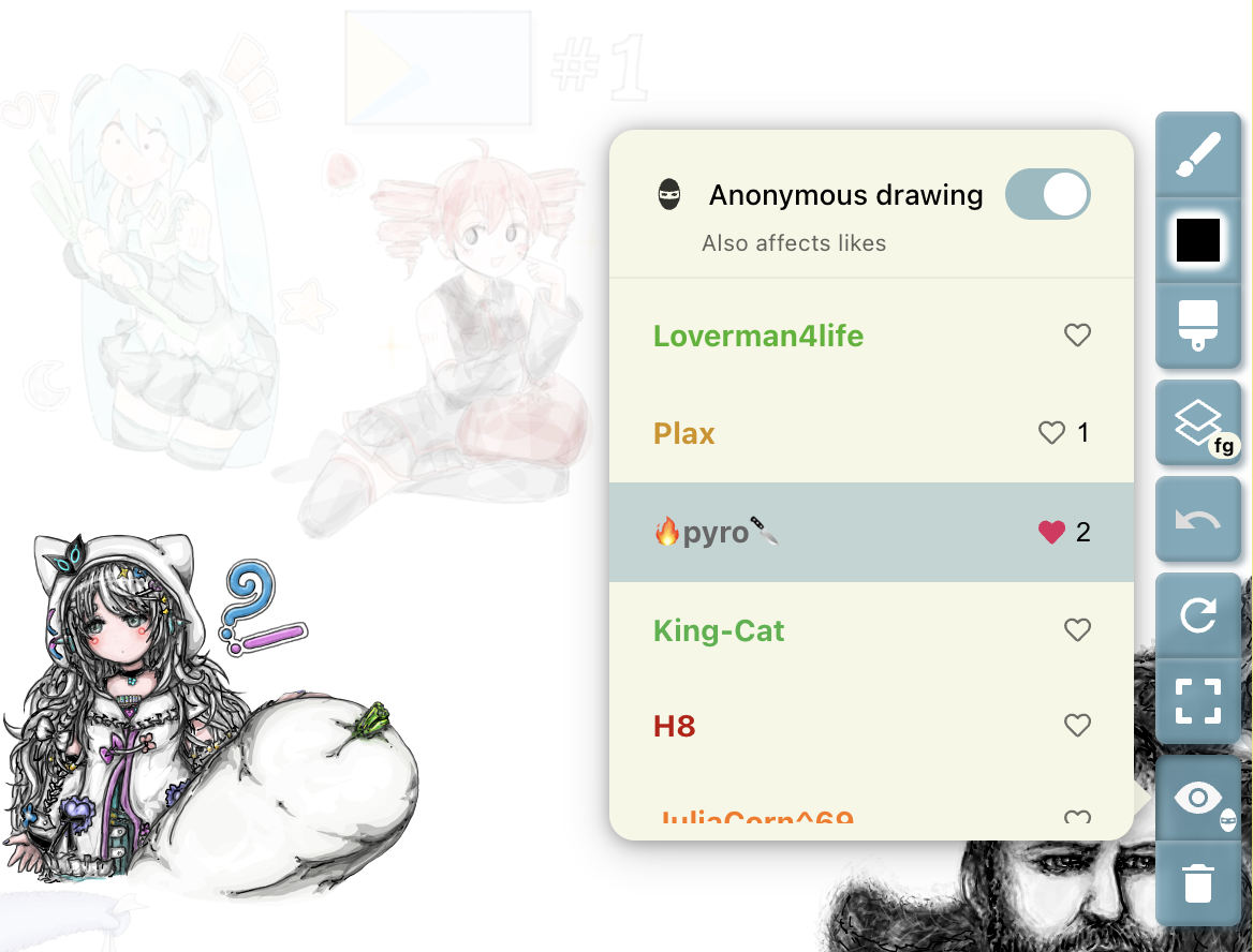 Drawing Participants Eyetool menu